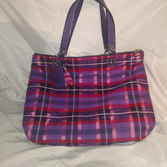 Coach Poppy Tartan Plaid Glam Handbag - Picture 3 of 6